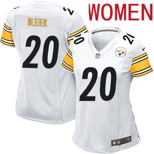 Women Pittsburgh Steelers #20 Rocky Bleier Nike White Game NFL Jersey->women nfl jersey->Women Jersey